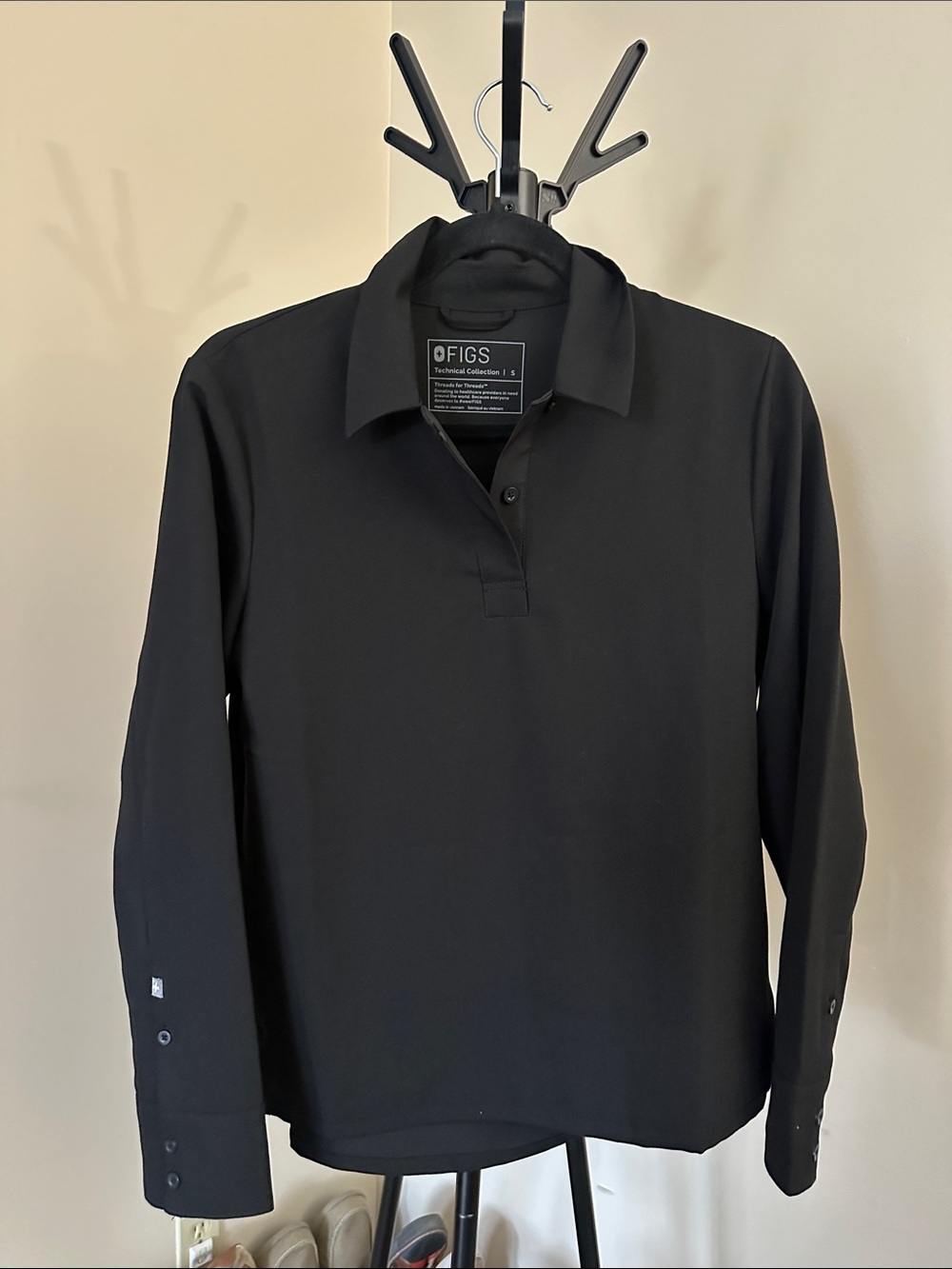FIGS  Long Sleeve Polo - Black